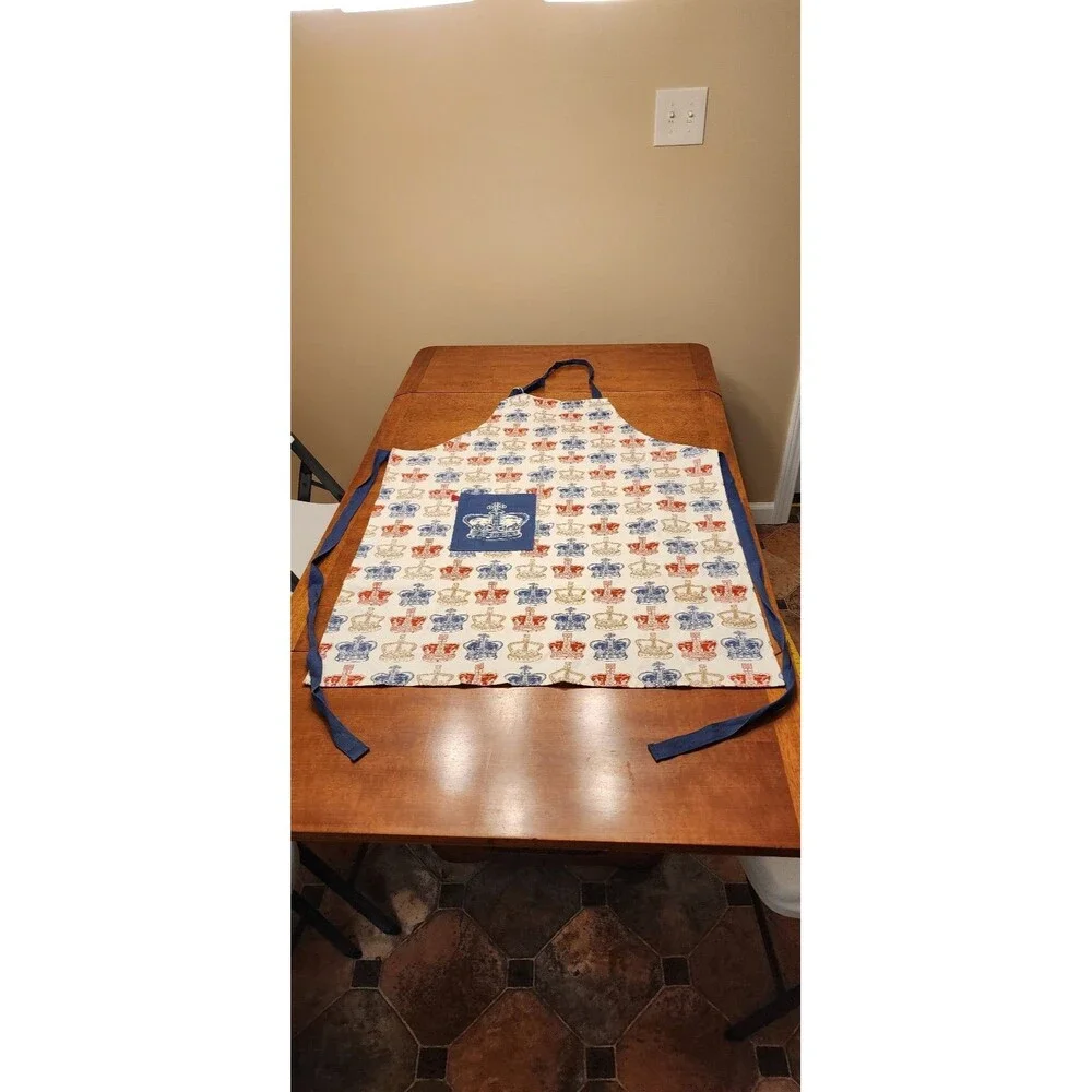 Vintage Crown theme apron red blue gold